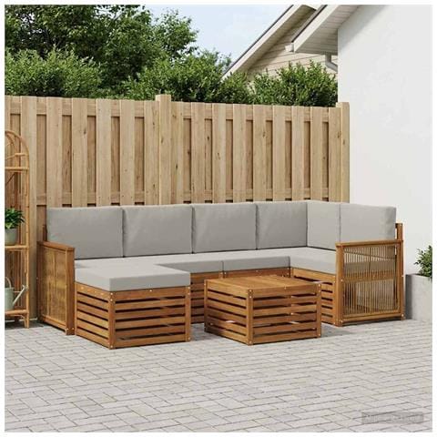 Set divano sezionale con cuscino 6 pcs Naturale e Grigio Chiaro - Foto 2