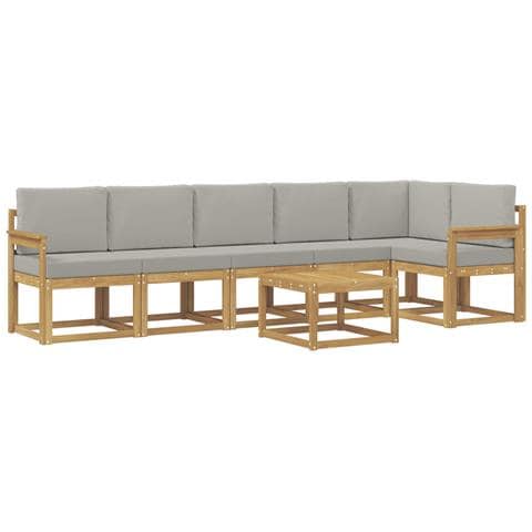 Set di divani da esterno 7 pcs Bianco e Grigio Chiaro - Foto 1
