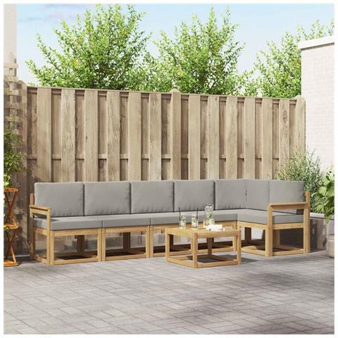 Set di divani da esterno 7 pcs Bianco e Grigio Chiaro - Foto 2