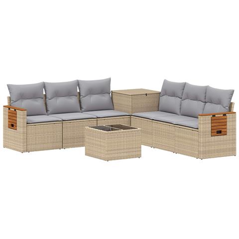 Set di divani 8 pz Beige e Grigio Chiaro - Foto 1