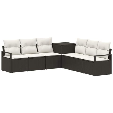 Set di divani 7 pz Nero e Bianco Crema - Foto 1