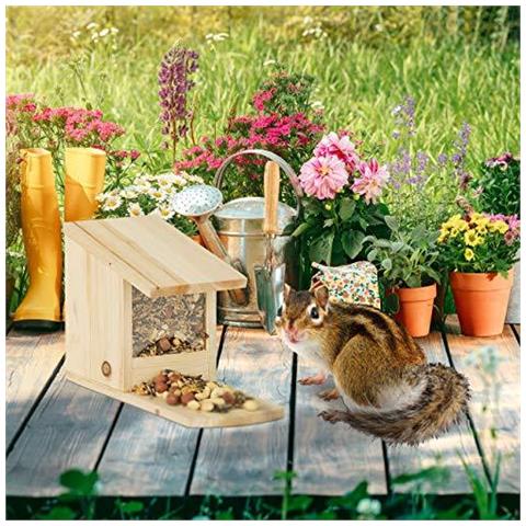Squirrel Feeder Casa Nutrire Stazione Box In Piedi Legno Hwd 175 X 12 X 25 Cm Fiammato Legno E Plastica Brown Confezione Da 1 - Foto 4