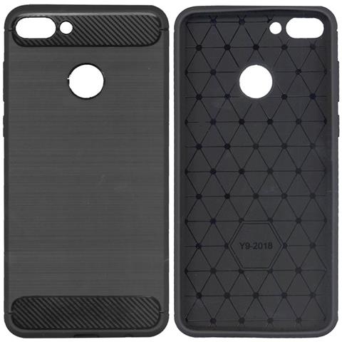 Custodia B-case Tpu Silicone Cover Case Per Huawei Y9 (2018) Carbon Metal Black - Foto 1