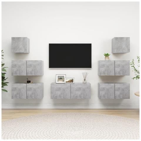 Set Porta Tv 7 Pz Grigio Cemento In Truciolato - Foto 10