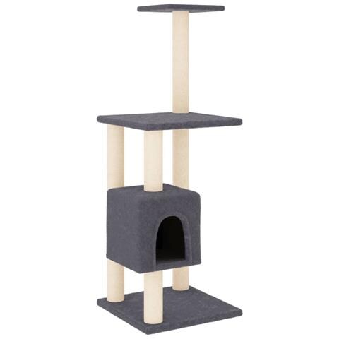 Albero per Gatti con Tiragraffi in Sisal Grigio Scuro 104 cm - Foto 2