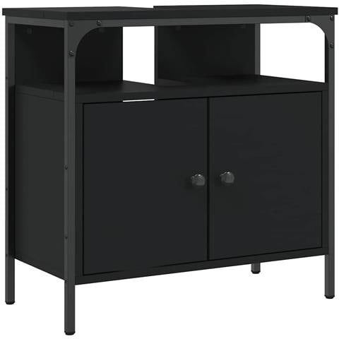 Mobile Lavabo Bagno Nero 60x30x60 Cm In Legno Multistrato - Foto 1