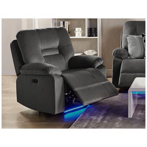 Poltrona Reclinabile Velluto Grigio Scuro Bergen - Foto 1