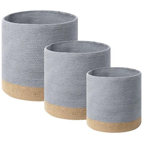 Set Di 3 Cestini Basima Cotone Grigio - Foto 8