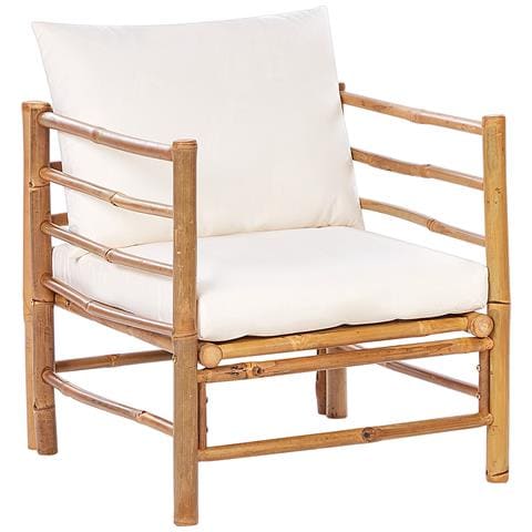 Set Da Giardino Con Tavolo 6 Posti Cerreto Lato Sinistro Legno Di Bambù Bianco Sporco - Foto 2
