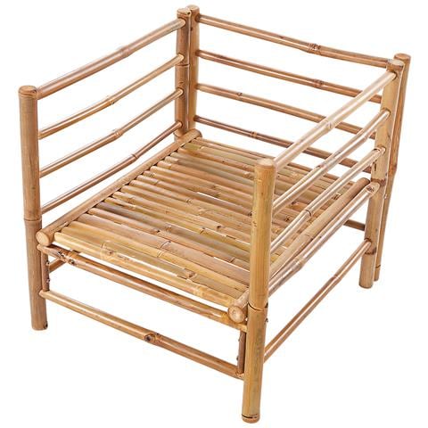 Set Da Giardino Con Tavolo 6 Posti Cerreto Lato Sinistro Legno Di Bambù Bianco Sporco - Foto 16