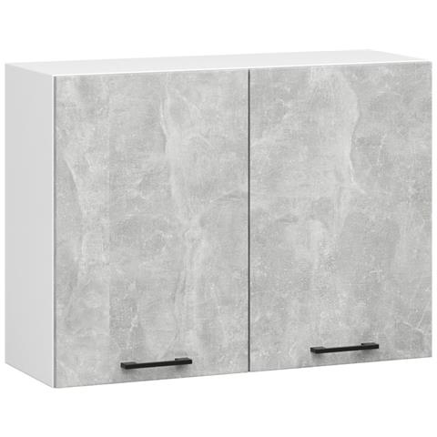 Mobile da cucina pensile OLIWIA, 2 ante, 80x30x58 cm, Colore Bianco e Grigio Cemento - Foto 1