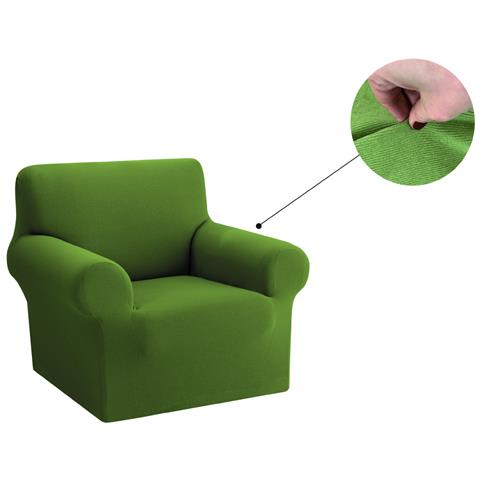 Copridivano Copriseduta Sofà Elasticizzato Tinta Unita Smile Tessuto Millerighe Poltrona Verde - Foto 1