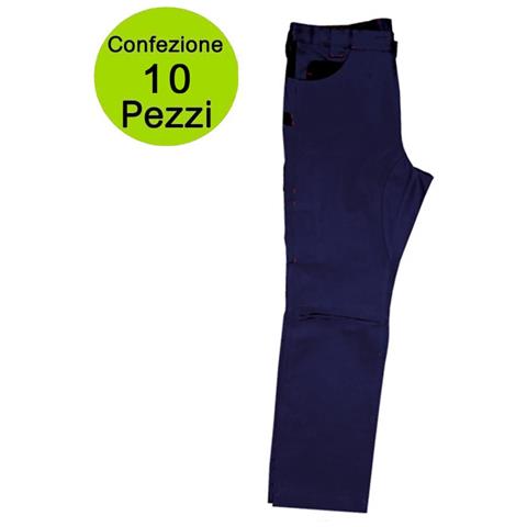 Multipack Da 10 Pz Tg. Xl Pantaloni Da Lavoro Professionali Delta 240 Gr Blu /nero - Foto 1
