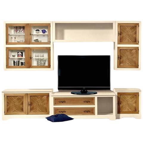 Parete Attrezzata In Legno Avorio Noce /Grano 310x65 - Foto 1