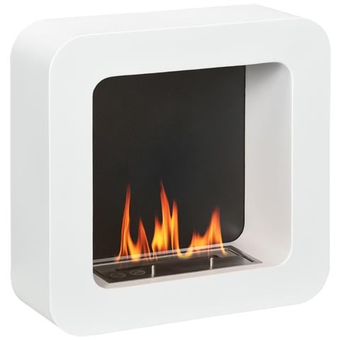 Camino Bioetanolo A Parete In Metallo Da 2.5h Di Combustione Con Serbatoio 1.5l E Copertura 20m², 48x18x48 Cm, Bianco - Foto 1