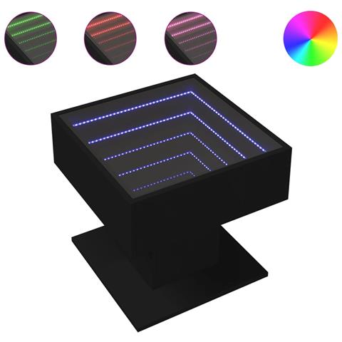 Tavolino Salotto Con Led Nero 50x50x45 Cm Legno Multistrato - Foto 2