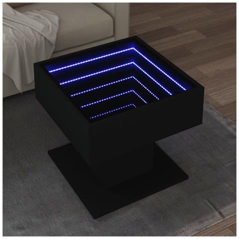 Tavolino Salotto Con Led Nero 50x50x45 Cm Legno Multistrato - Foto 1