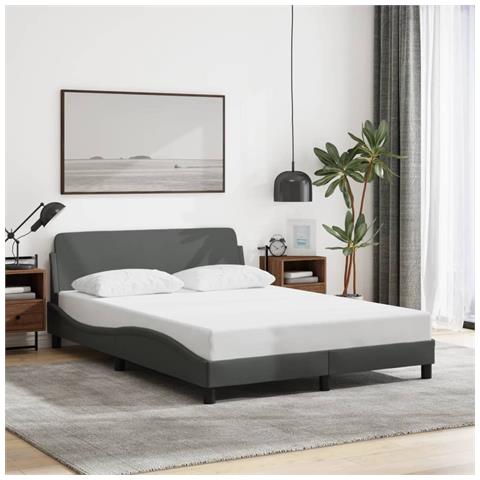 Giroletto Senza Materasso Grigio Scuro 140x190 Cm Tessuto - Foto 3