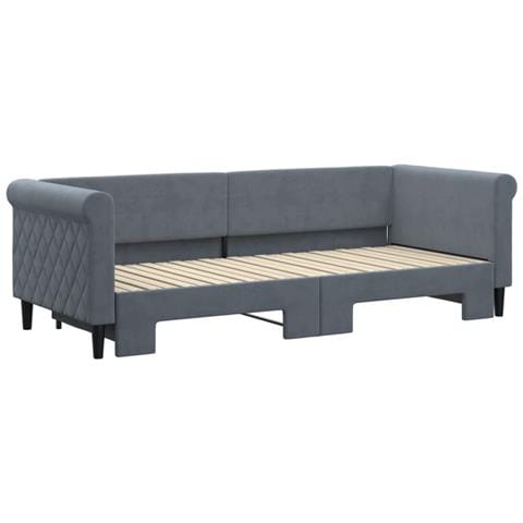 Divano Letto Con Letto Estraibile Grigio Scuro 80x200cm Velluto - Foto 3