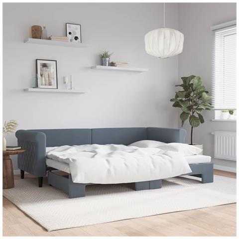 Divano Letto Con Letto Estraibile Grigio Scuro 80x200cm Velluto - Foto 1