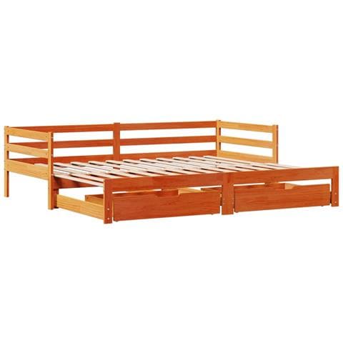 Dormeuse Letto Estraibile E Cassetti Marrone Cera 80x200cm Pino - Foto 3