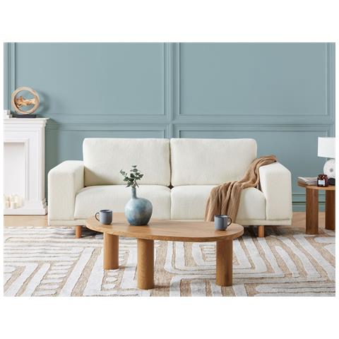 Divano 3 Posti Nivala Bouclé Bianco Sporco - Foto 1