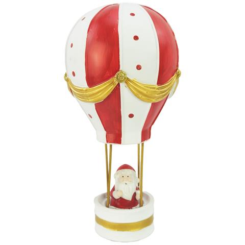 Decorazione Natalizia Mongolfiera In Gesso Con Babbo Natale Cm 13x19 - Foto 1
