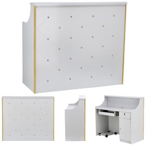 Banco Da Parrucchiere Laccato Diamond 120 Cm Cosmetico Per Salone Spa Cabinet Grigio - Foto 1