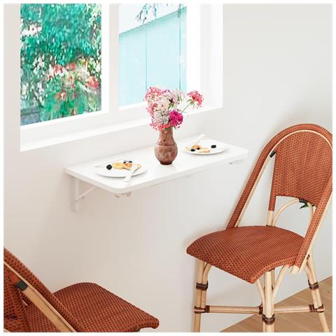 Tavolo Pieghevole A Muro Tavolino Scrivania Da Parete Bianco Salvaspazio 80x40cm - Foto 2