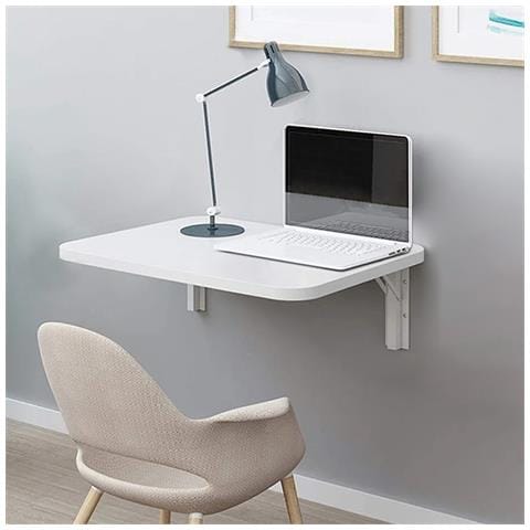 Tavolo Pieghevole A Muro Tavolino Scrivania Da Parete Bianco Salvaspazio 80x40cm - Foto 1