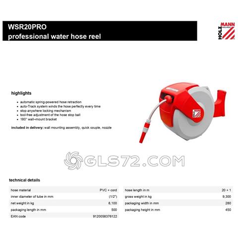Avvolgitubo Automatico Tubo Acqua 20m Fissaggio A Parete Holzmann Wsr20pro - Foto 2