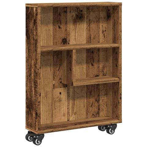 Carrello Stretto Legno Vecchio 48x13x68 Cm In Truciolato - Foto 2