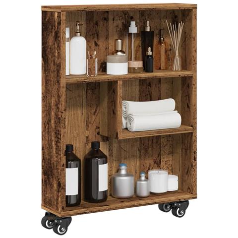 Carrello Stretto Legno Vecchio 48x13x68 Cm In Truciolato - Foto 1