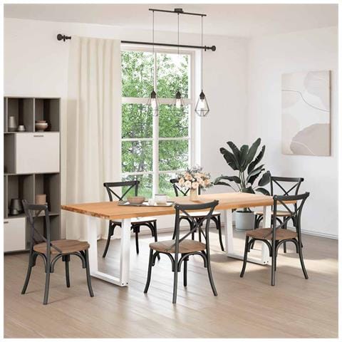 Gambe Per Tavolo Pranzo A V 2 Pz Bianco 80x(72-73,3)cm Acciaio - Foto 2