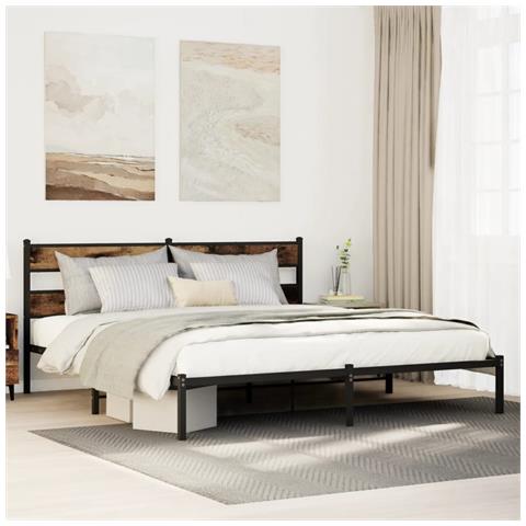 Giroletto Senza Materaso In Metallo Rovere Fumo 200x200 Cm - Foto 1