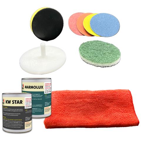 Kit Recupera Marmi 75mm Kit Completo Di Pad E Dischi Diamantati E Prodotti Per Il Recupero E La Rimozione Di Micrograffi Da Marmi E Pietre - Foto 1