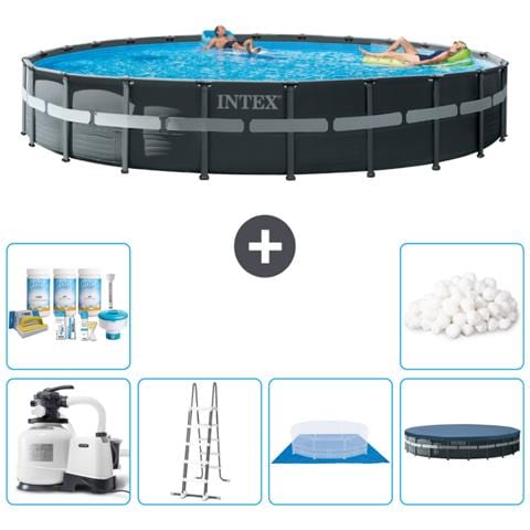Piscina Fuori Terra - In Giro - 732x132 Cm - Grigio - Include Accessori Coordinati A2993 - Foto 1