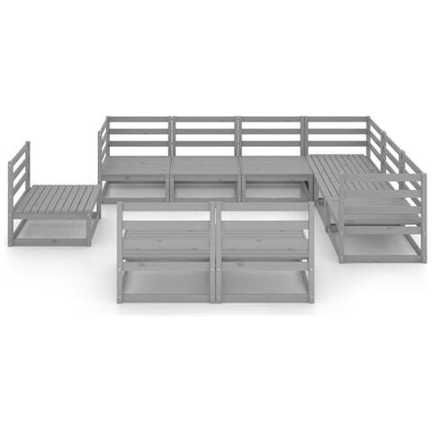 Set Divani Da Giardino 9 Pz Grigi In Legno Massello Di Pino - Foto 2