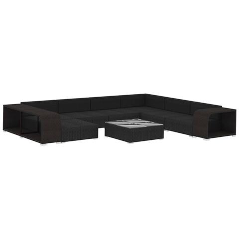 Lusso Casadino -  Set Divani Da Giardino 10 Pz Con Cuscini In Polyrattan Nero - Foto 2