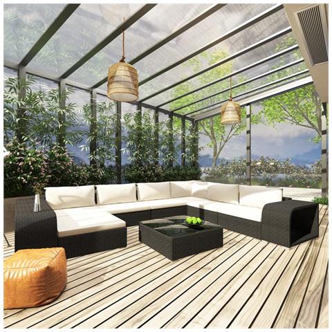 Lusso Casadino -  Set Divani Da Giardino 10 Pz Con Cuscini In Polyrattan Nero - Foto 8