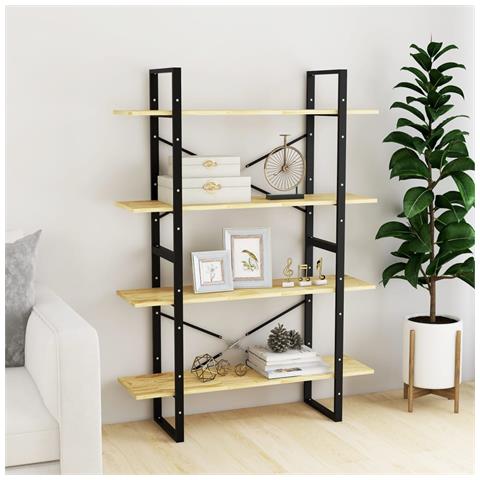 Libreria A 4 Ripiani 100x30x140 Cm In Legno Massello Di Pino - Foto 2