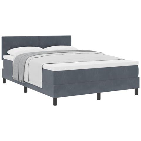 Letto con Box Spring e Materasso Grigio Scuro 140x190 cm Velluto - Foto 1