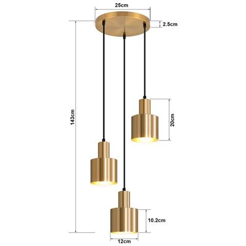 Lampada A Sospensione Per Sala Da Pranzo, 3 Fiamme, Oro, E27, Lampada A Sospensione In Metallo, Camera Da Letto, Corridoio - Foto 8