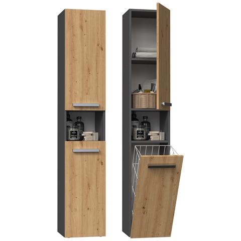 NEL III ANT /ART armadietto di conservazione per bagno Grafite, Quercia - Foto 1