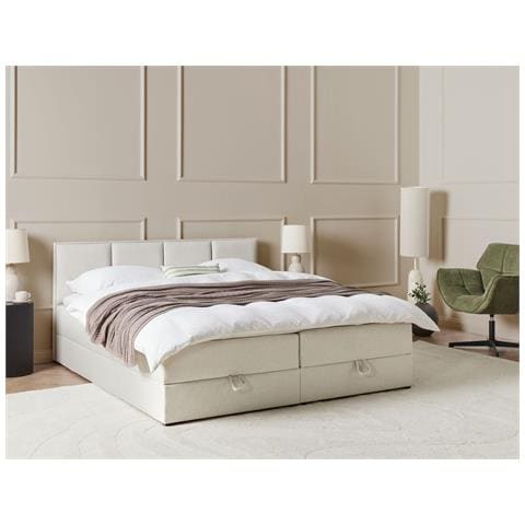 Divano Letto Con Contenitore Tessuto Baronet 180 X 200 Cm Bianco Sporco - Foto 1
