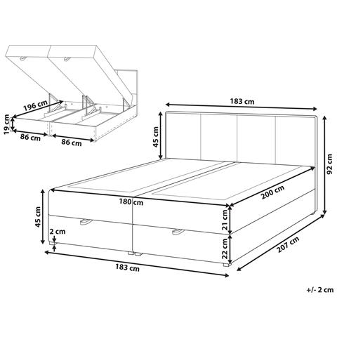Divano Letto Con Contenitore Tessuto Baronet 180 X 200 Cm Bianco Sporco - Foto 7