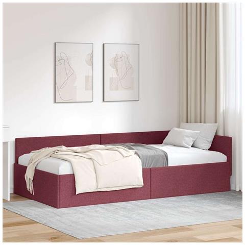 Cornice del letto ad angolo con testiera Rosso vino 90 x 190 cm - Foto 2