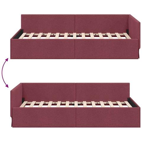 Cornice del letto ad angolo con testiera Rosso vino 90 x 190 cm - Foto 9