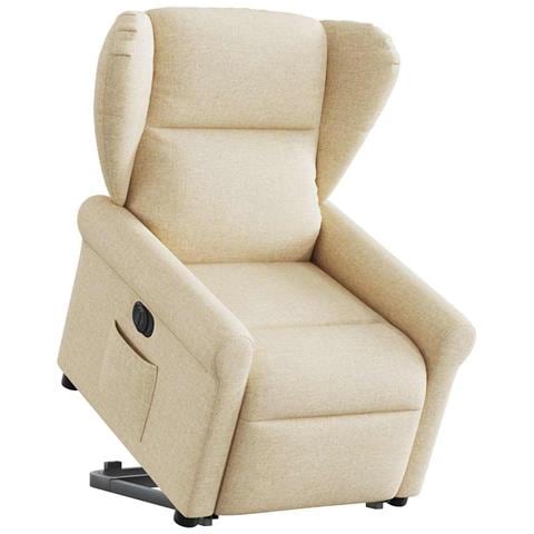 Poltrona Alzapersona Reclinabile Elettrica Crema in Tessuto - Foto 1