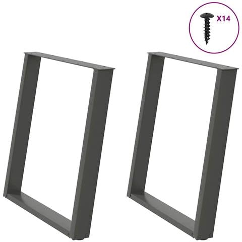 Gambe per tavolo da pranzo a forma di U 2 pz Antracite 80x(72-73) cm Acciaio - Foto 1
